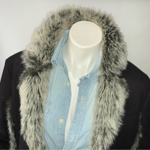 f u r :: Vintage Penny Lane Faux Fur Trimmed Leather Coat Trench - Picture 4 of 14